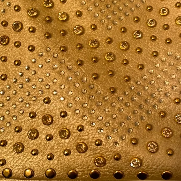 Rhinestone embellished gold shoulder handbag - Picture 3 of 4